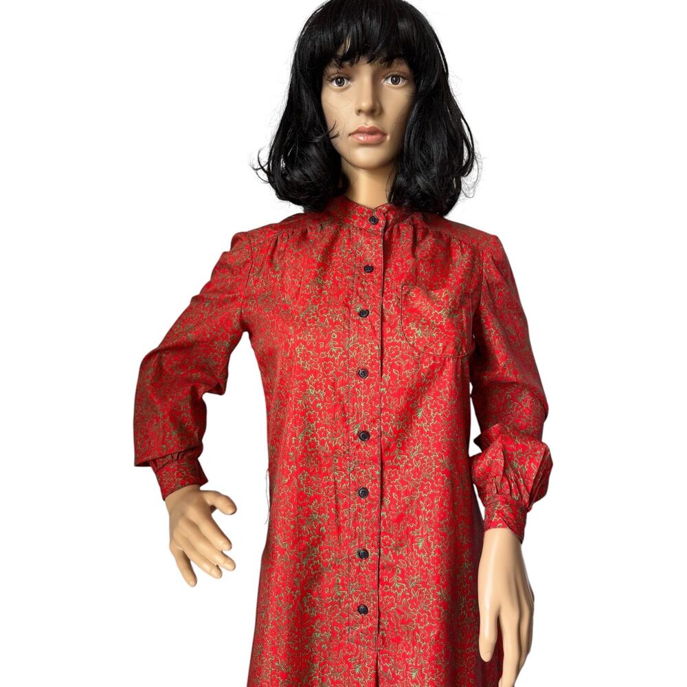 Vintage Schrader Sport New York red Mandarin collar belted dress medium - Picture 6 of 16